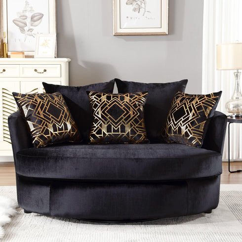Aqif Elegant Swivel Barrel Chair - Black Modern Swivel Chair | Swivel Accent Chairs | Kinwell Furniture | Swivel Armchairs